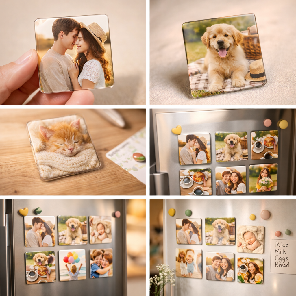 Heartfelt Memory Acrylic Magnets – Set of 10, Perfect Gift for Family & Friends