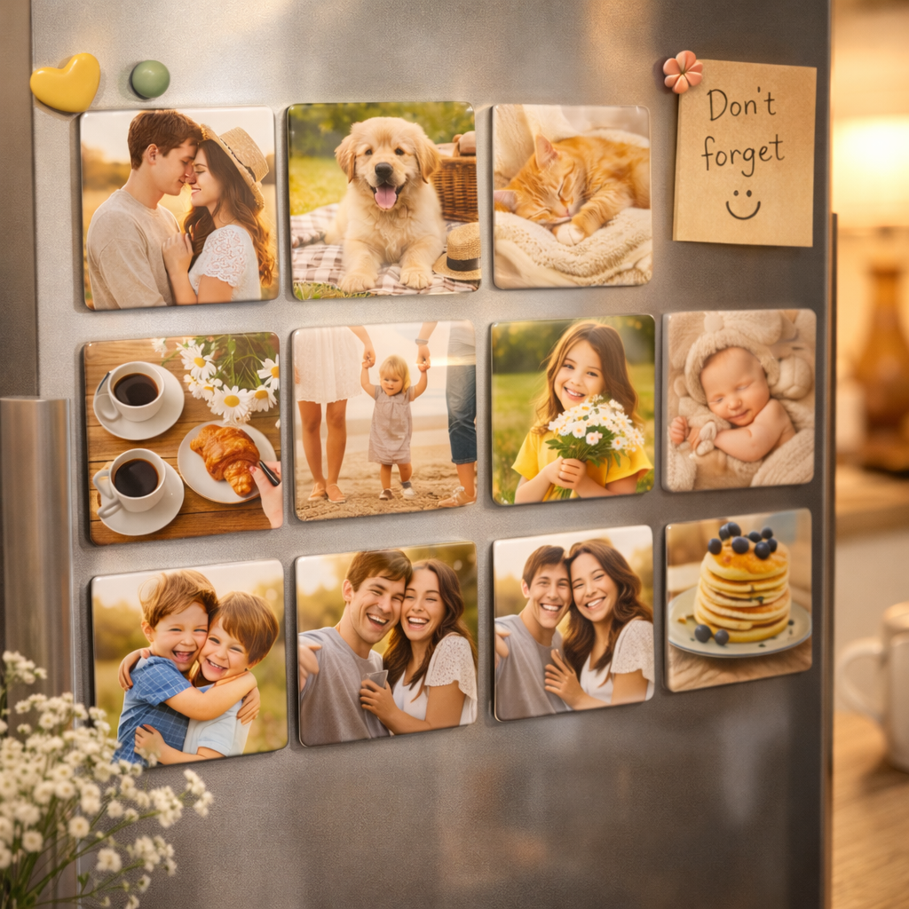 Heartfelt Memory Acrylic Magnets – Set of 10, Perfect Gift for Family & Friends